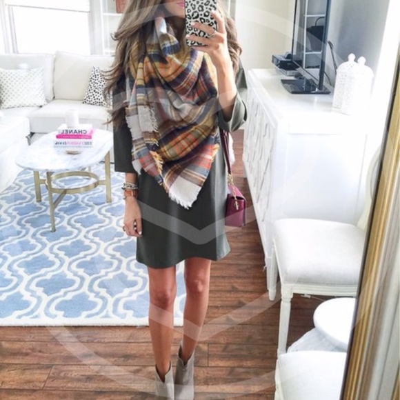 CELINE plaid hello fall scarf - MUSTARD - Picture 4 of 8
